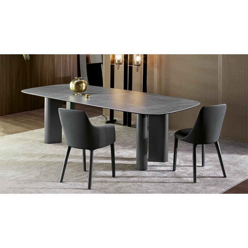 Geometric_Table_280 Mesa Geométrica Fija Bonaldo con estructura de metal y tapa de mármol 280x115 cm