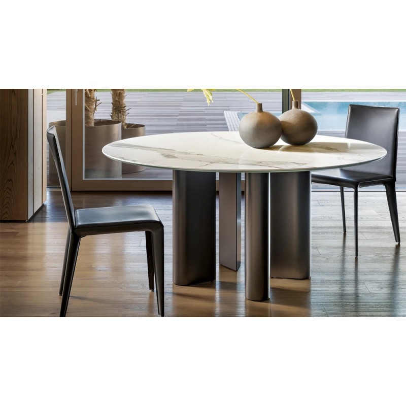 Geometric_Table_M120 Table ronde fixe Bonaldo géométrique avec structure et plateau en marbre Ø120 cm