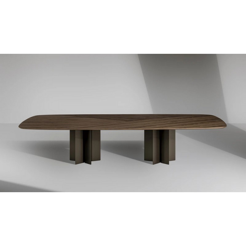 Geometric_Table_400 Table Géométrique Fixe Bonaldo avec structure en métal et plateau en bois 400x140 cm
