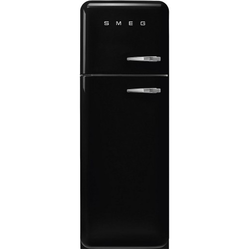 Smeg Free-standing double door refrigerator with left hinges FAB30LBL5 black finish 60 cm