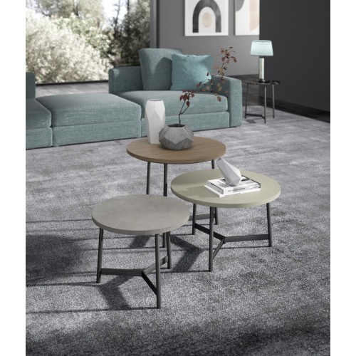 Table basse ronde Maconi Milord 1048 avec plateau en mélamine de 59 cm et h. Collection de tables basses série 50cm