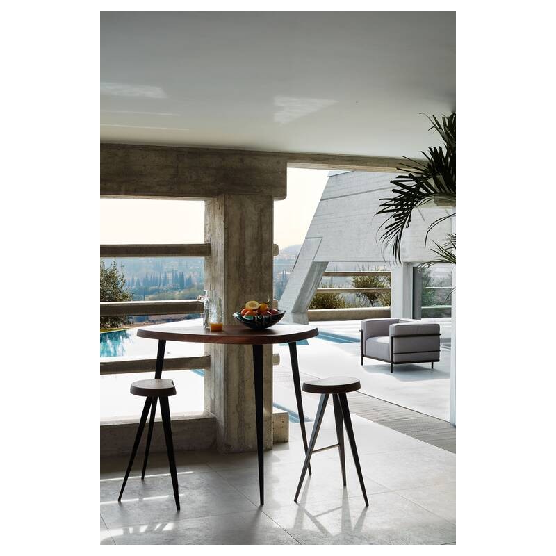 Sgabello 72 Mexique Stool 531 Tabouret Cassina Mexique avec structure en métal et assise en bois h.72