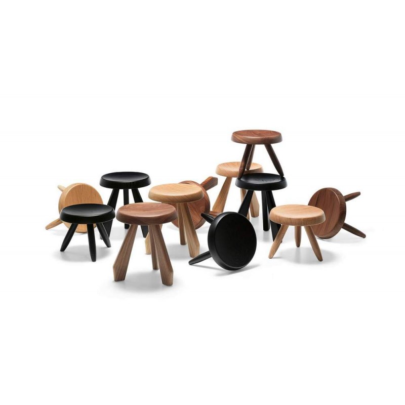 Tavolino Tabouret Berger 524 Cassina Fixed round coffee table Tabouret Berger in wood Ø33 cm