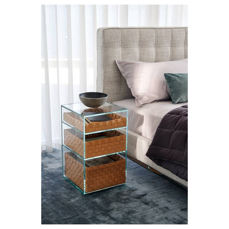 Comodino Volage Ex-S Night L29 Table de chevet Cassina Volage Ex-S Night en verre 35 cm et h.57 cm