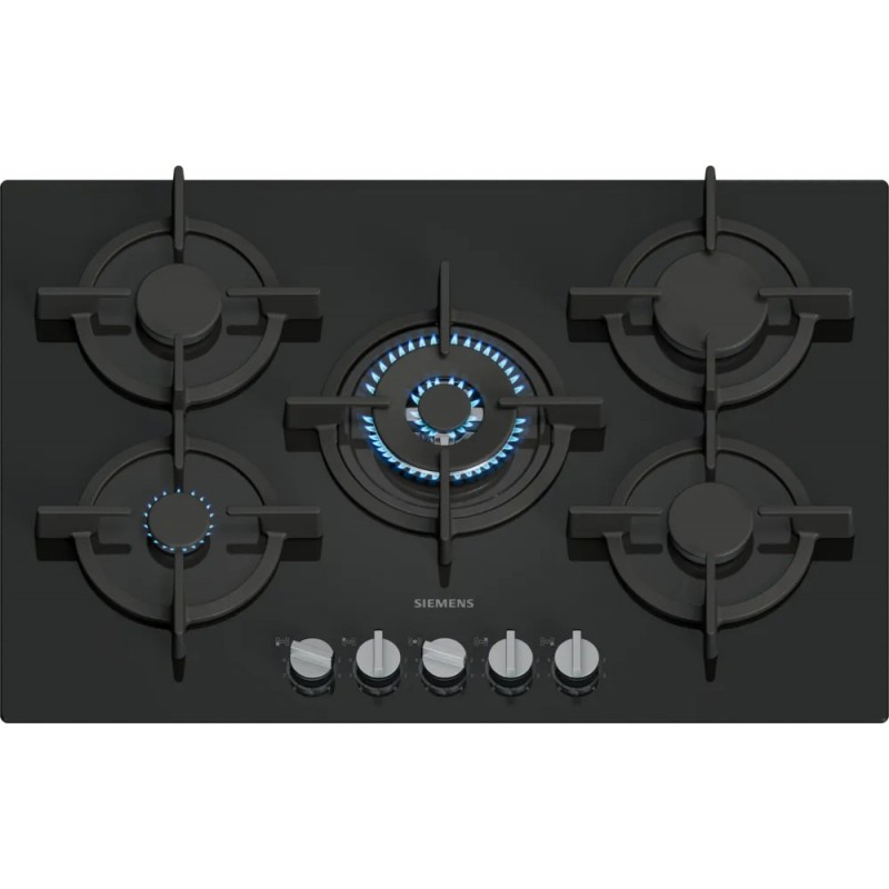 EP7A6QI10 Plaque de cuisson à gaz Siemens EP7A6QI10 de 75 cm avec finition en verre noir