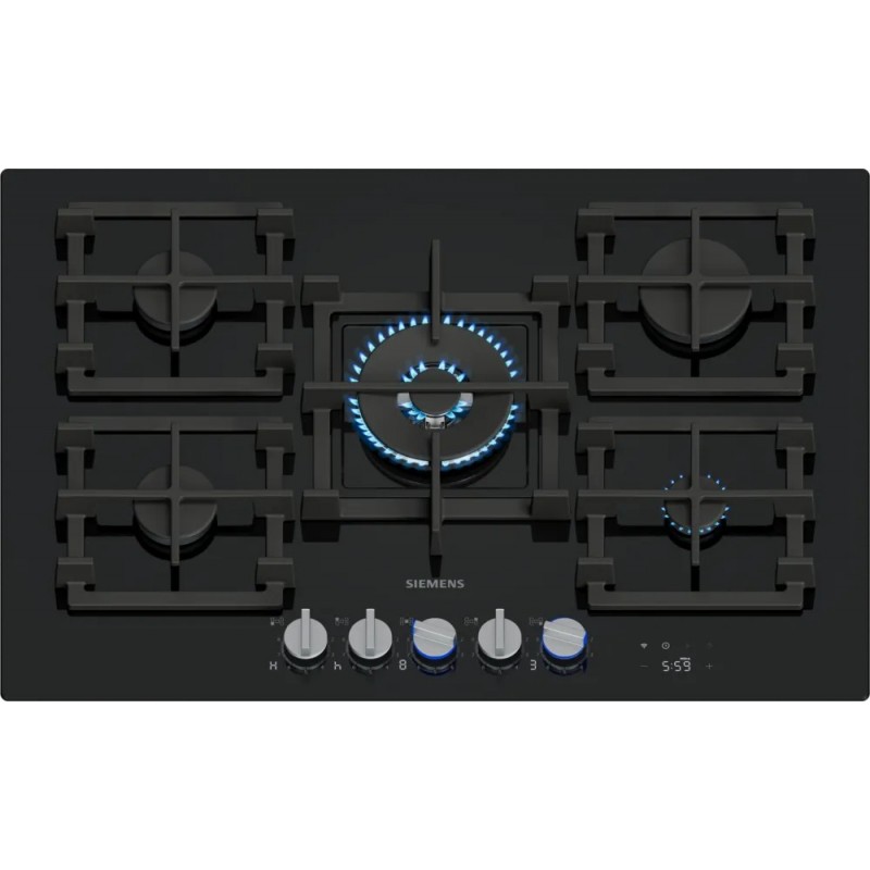 ER7A6RH40 Plaque de cuisson à gaz Siemens ER7A6RH40 de 75 cm avec finition en verre noir