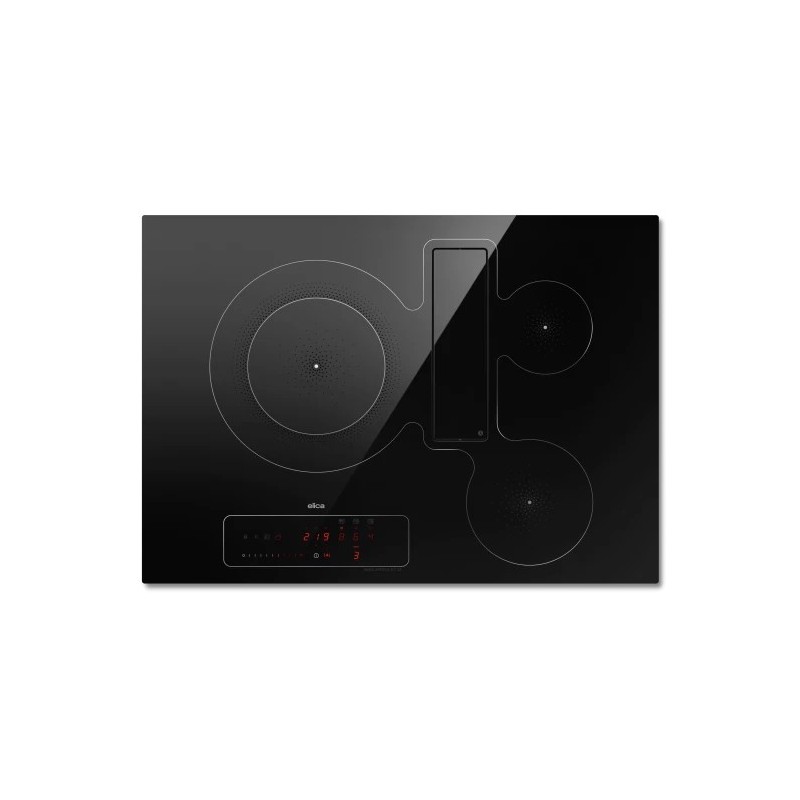 PRF0184551 Plaque de cuisson à induction Elica NIKOLATESLA FIT 3Z BL/A/72 PRF0184551 72 cm en verre noir avec hotte.