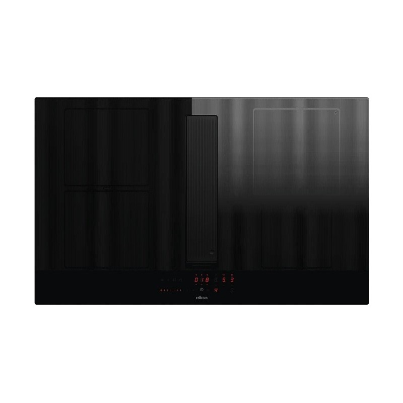 PRF0196872 Plaque de cuisson à induction Elica: NIKOLATESLA VELVET BL/A/83 PRF0196872 83 cm en verre noir avec hotte.