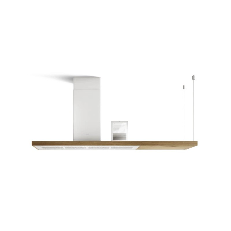 PRF0148081A Hotte îlot Elica BIO ISLAND WH/A/120X53 ROVERE PRF0148081A, 120 cm, finition chêne/blanc