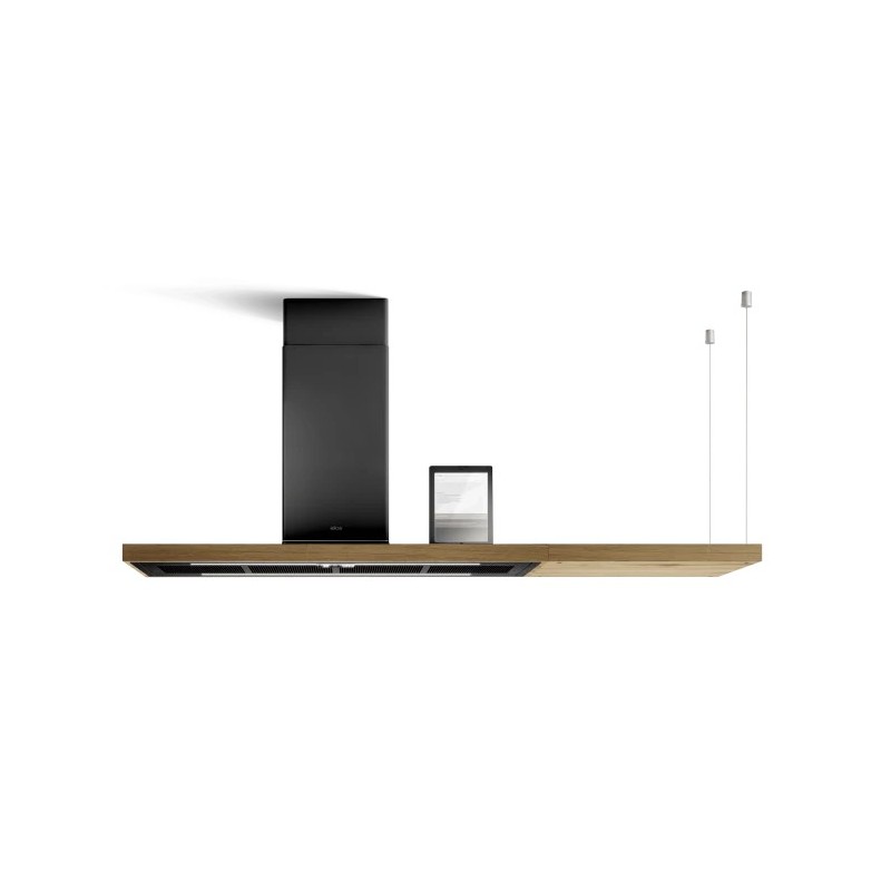 PRF0200563 Campana extractora de isla Elica BIO ISLAND BLRO/A/120X53 ROVERE PRF0200563, 120 cm, acabado negro/roble