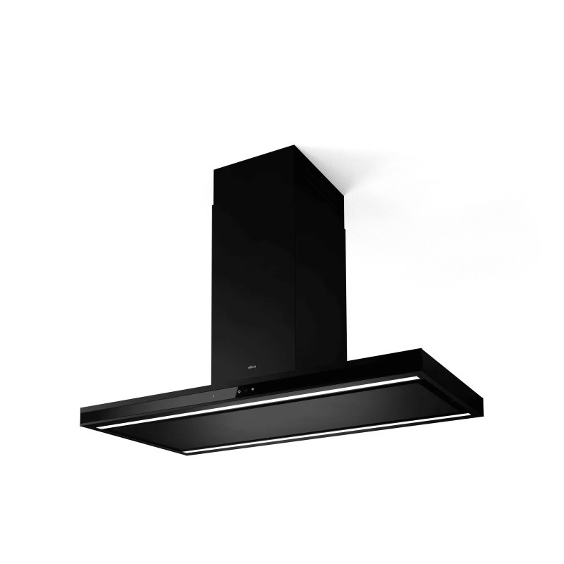 PRF0194715 Campana de isla Elica ELEMENT ISL @ BLMAT/A/120 PRF0194715, acabado negro/cristal negro, 120 cm