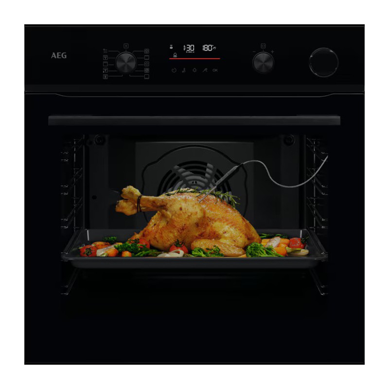 NBR6P531SB PRONTA CONSEGNA - AEG Forno a vapore SenseCook con SteamCrisp pirolitico da incasso NBR 6P531 SB finitura nero lucido da 60 cm