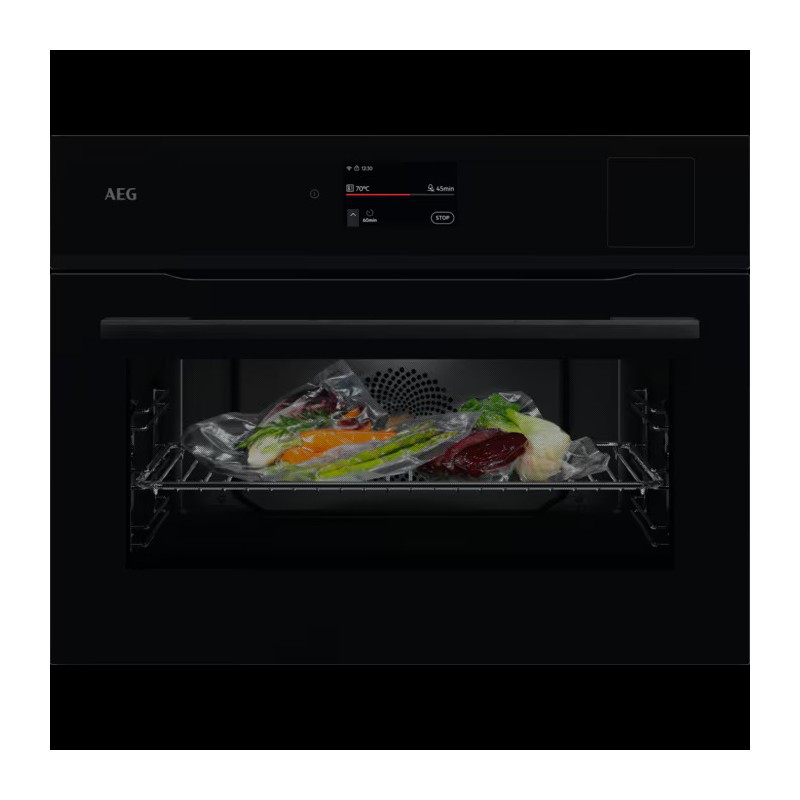 NKP8S721B Horno de vapor compacto AEG MealAssist con SteamPro y cocción sous vide integrada NKP 8S721 B, 60 cm, acabado negro brillante
