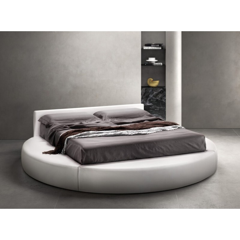 NATU160 Lit double Samoa NATURAL rembourré avec coffre Pivot et revêtement Sirio (C) col. 07 NATUREL 250x245 cm