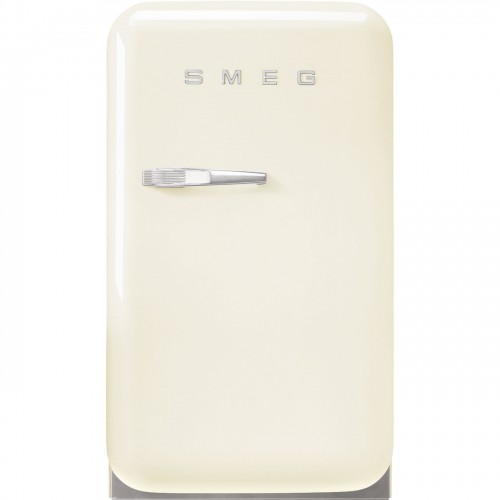 Smeg FAB5RCR6 41cm freestanding single door fridge-freezer with right hinges in cream finish