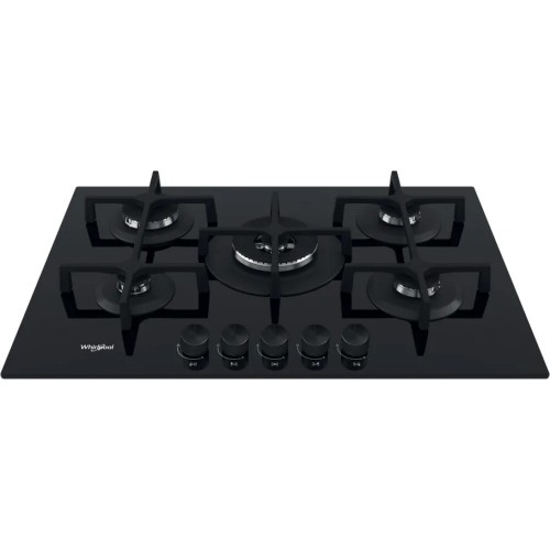 Table de cuisson à gaz Whirlpool GOA 7523/NB1 finition verre noir 75 cm