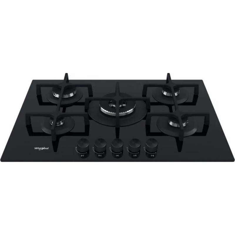  Table de cuisson à gaz Whirlpool GOA 7523/NB1 finition verre noir 75 cm