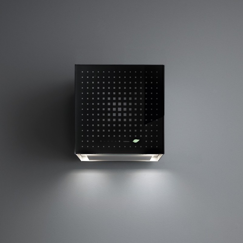  Falmec 42 cm Rubik E.ion wall hood with black glass finish