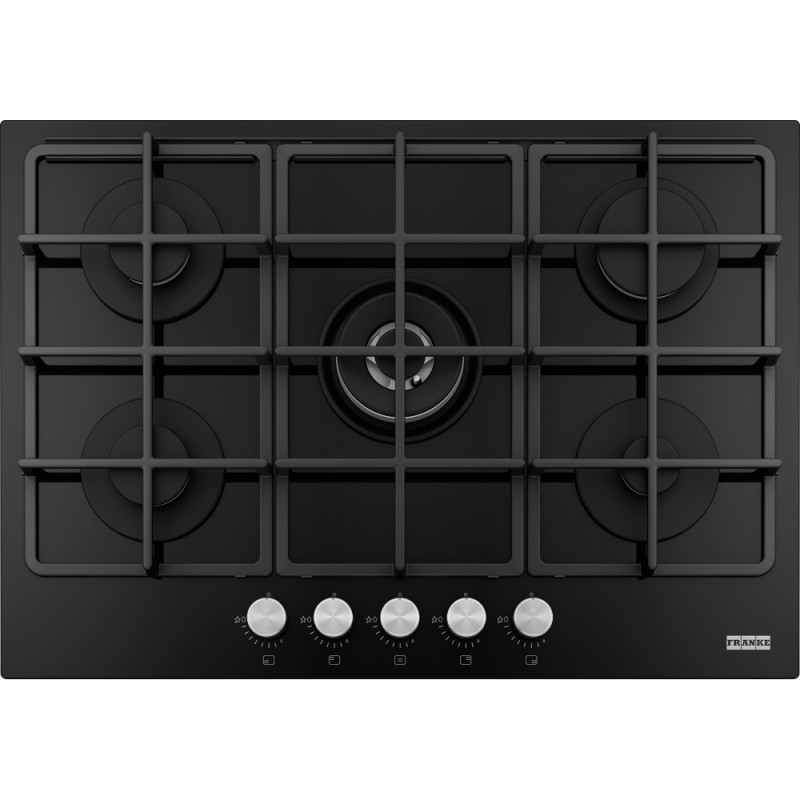 106.0734.776 Franke: Piano cottura a gas Smart 750 FHSM 755 4G DC BK C 106.0734.776 in cristallo nero da 73 cm