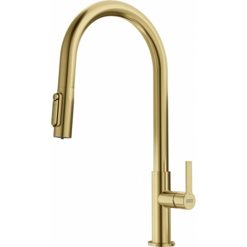 Franke: Maris Slim Clear Water Triple-Handle Single-Lever Mixer Tap, Gold Finish, 120.0736.601