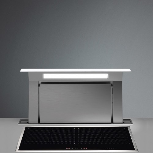 Falmec 90 cm Down Draft base hood with stainless steel and white glass finish