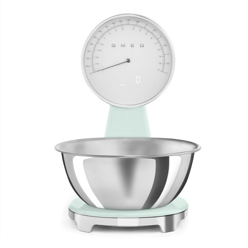 KSF01PGWW Balance de cuisine analogique et numérique Smeg KSF01PGWW, finition vert pastel