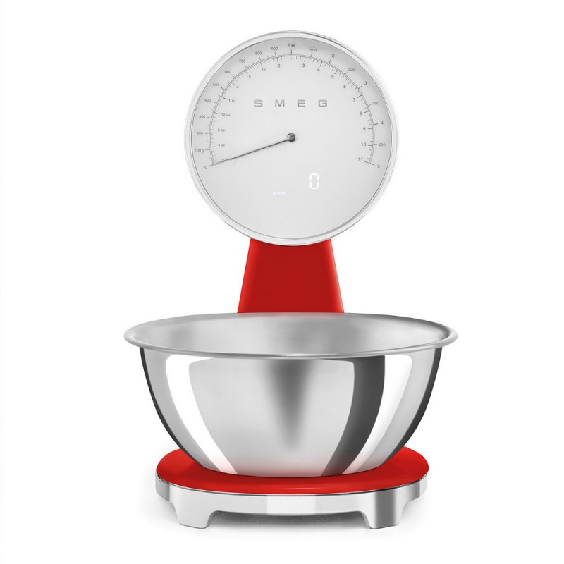 KSF01RDWW Smeg KSF01RDWW Analogue and Digital Kitchen Scale, Red Finish