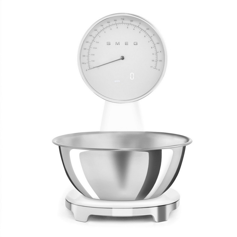 KSF01WHWW Báscula de cocina analógica y digital Smeg KSF01WHWW, acabado blanco