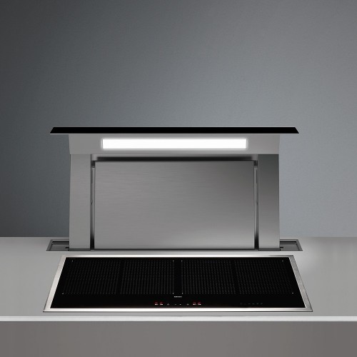 Falmec 120 cm Down Draft base hood with stainless steel and black glass finish