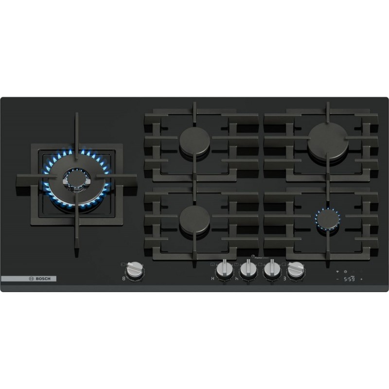 PRS9A6H40 Bosch PRS9A6H40 90cm Black Tempered Glass Gas Hob - Series 8