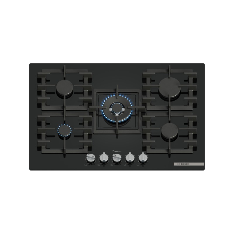 PPQ7A6I40 Bosch PPQ7A6I40 75cm Black Tempered Glass Gas Hob - Series 6