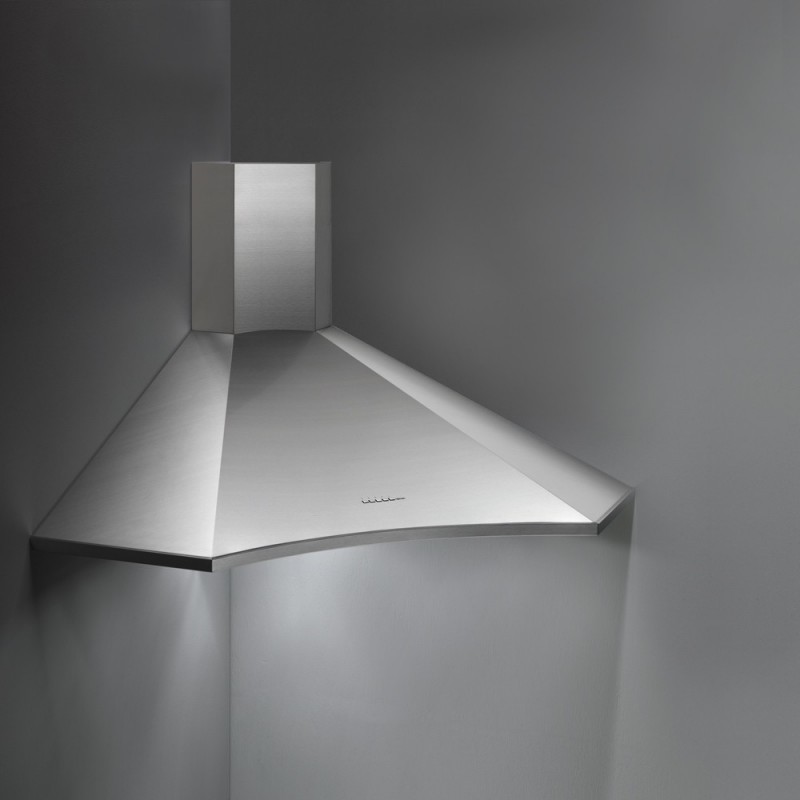  Falmec Corner wall hood Elios Angolo stainless steel finish 90 cm and 800 m3 / h