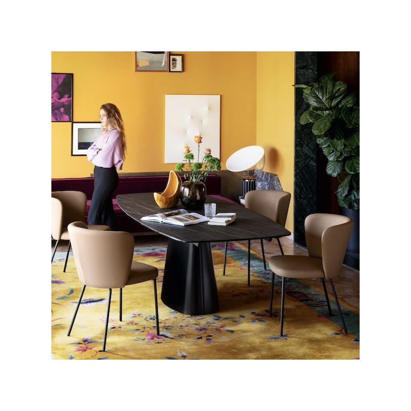 CB/4858-S 200 Connubia Tavolo allungabile Ellisse CB4858-S 200 con struttura in metallo e piano in ceramica da 200(295)x100 cm 
