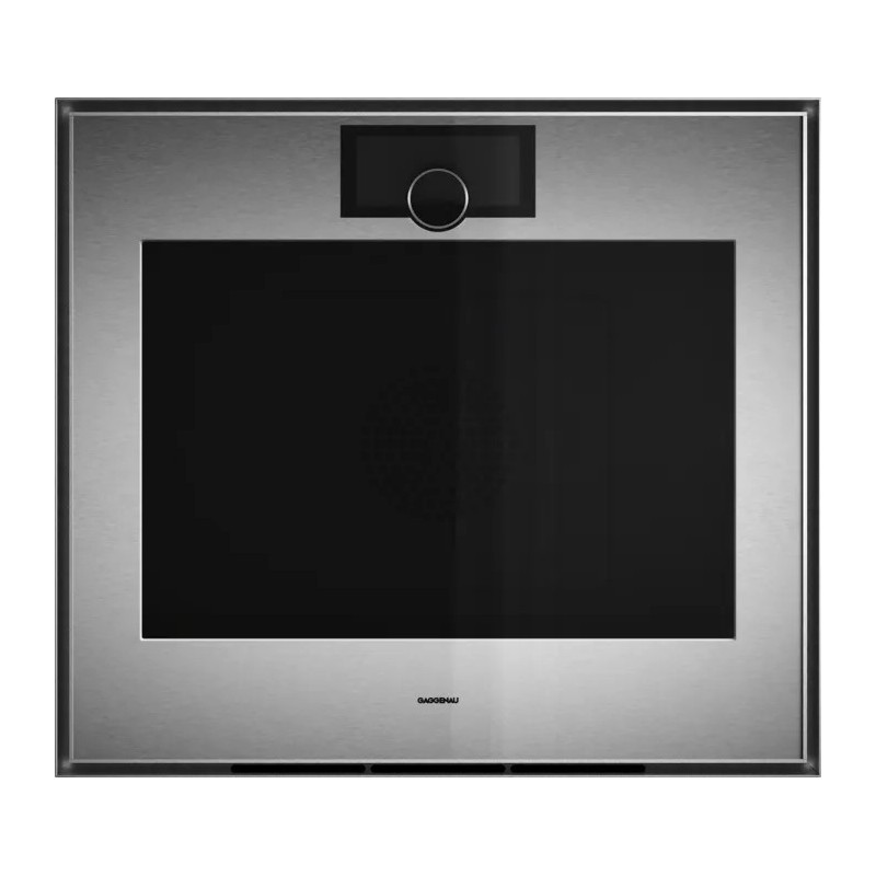 GO 481 120 Gaggenau GO481120 built-in left-hinged pyrolytic oven in stainless steel and smoked glass, 76 cm