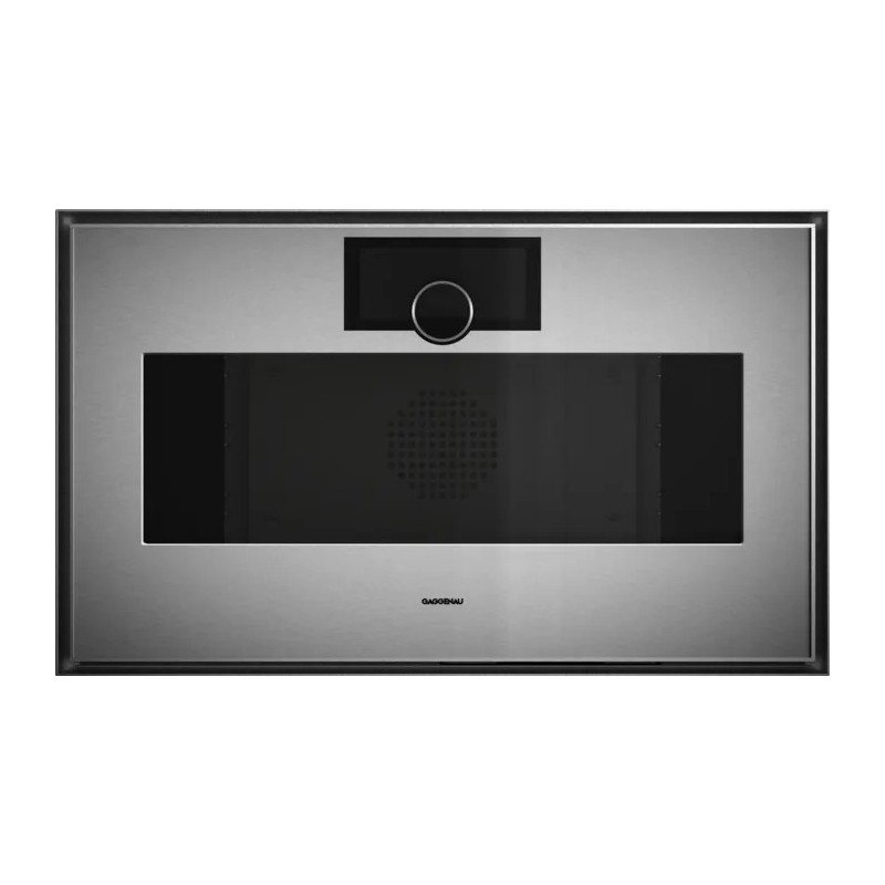 GS 480 120 Gaggenau Forno compatto combinato a vapore con cerniere a destra da incasso GS480120 finitura inox e vetro fumè da 76 cm