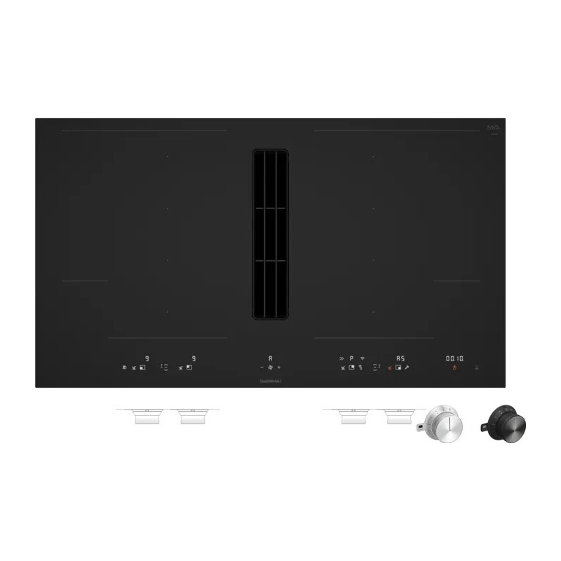 CV 492 105M Gaggenau CV492105M 90cm matt black glass ceramic induction hob with integrated hood