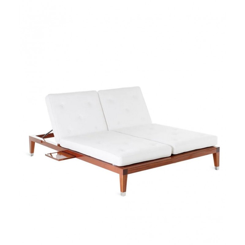 C EST LA VIE BOMOLED+CUBOMOLES Bain de soleil double Unopiù C'EST LA VIE en acajou - Avec coussin