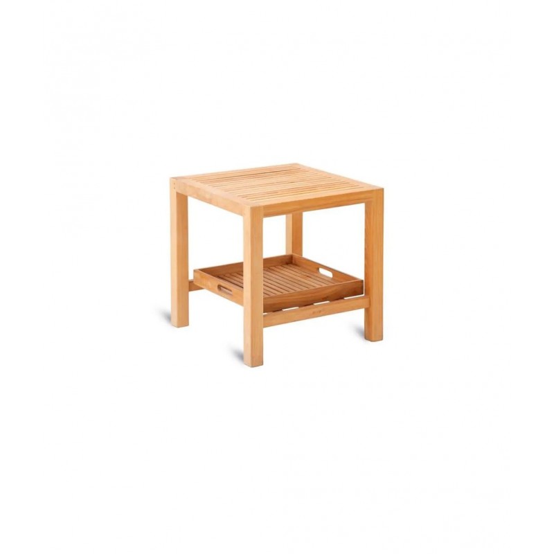 CHELSEA MOTAQB Table basse fixe Unopiù CHELSEA en bois de teck, 50x50 cm - Avec plateau