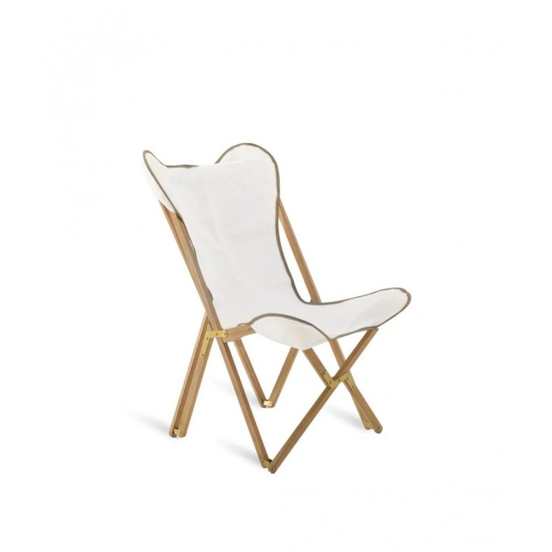 EMY+EMYTEL Unopiù EMY folding armchair with teak frame and cotton cover