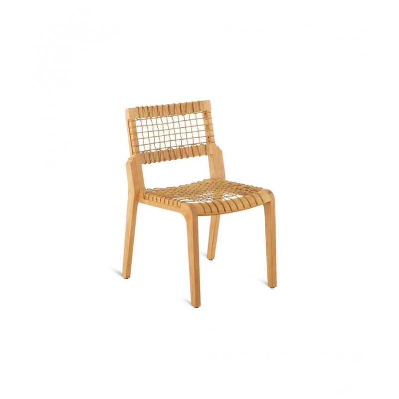 SYNTHESIS SESY Chaise empilable Unopiù SYNTHESIS en teck et fibre synthétique WaProLace - Avec ou sans coussin