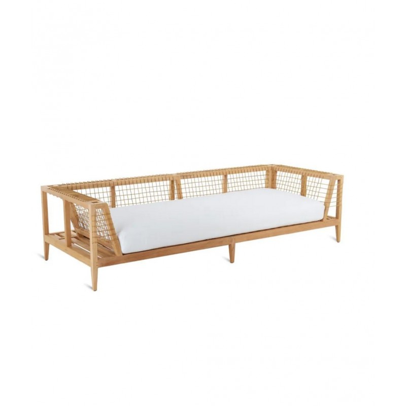 SYNTHESIS SYDIG Unopiù Divano 3 posti SYNTHESIS in teak e fibra sintetica WaProLace da 260 cm - Con o senza cuscino