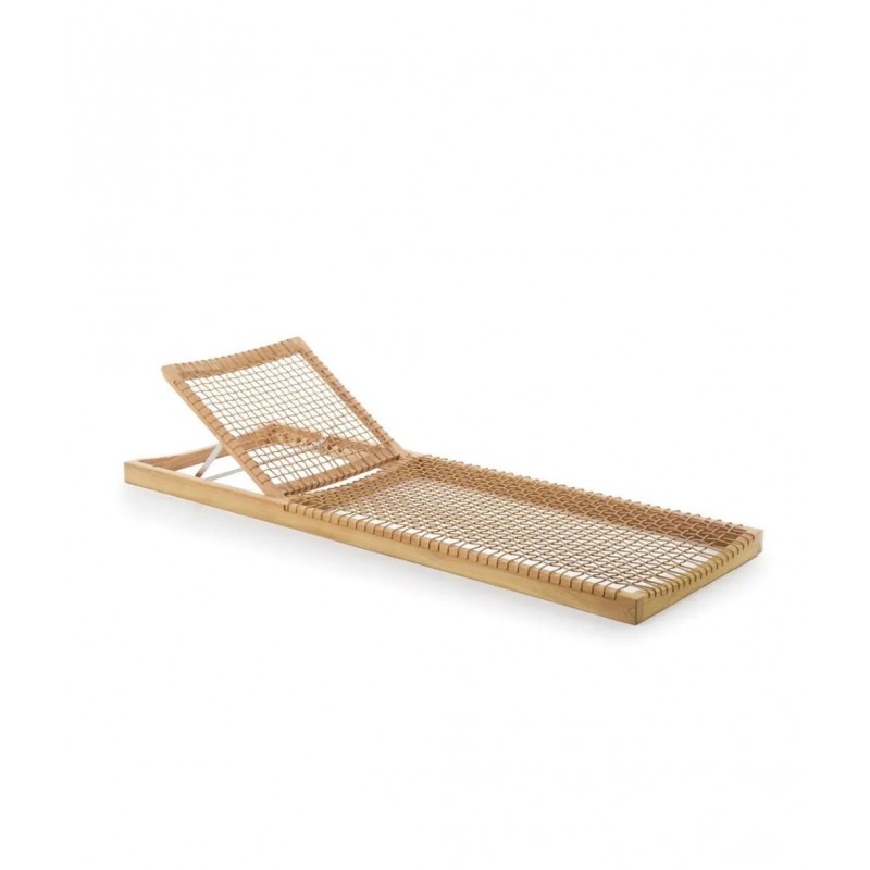 SYNTHESIS SYLEB Chaise longue basse Unopiù SYNTHESIS en teck et fibre synthétique WaProLace - Avec ou sans coussin