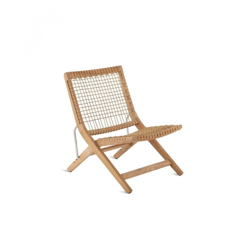 SYNTHESIS SDRASY Chaise longue pliante Unopiù SYNTHESIS en teck et fibre synthétique WaProLace - Avec ou sans coussin