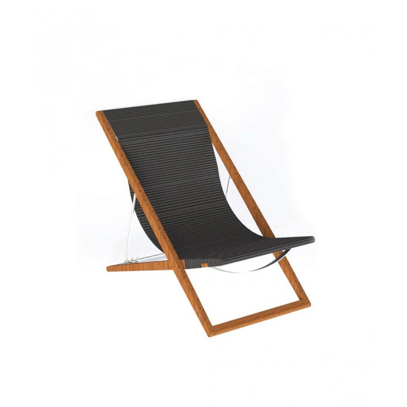COSETTE SDCOST+TELCOSBM Unopiù COSETTE folding deckchair with teak frame and brown fabric cover