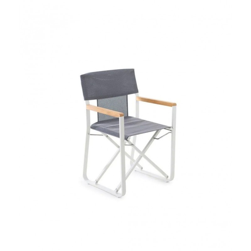 COSETTE OCPOLB+OCTELBR Fauteuil pliant Unopiù COSETTE avec structure en aluminium blanc et revêtement en tissu marron