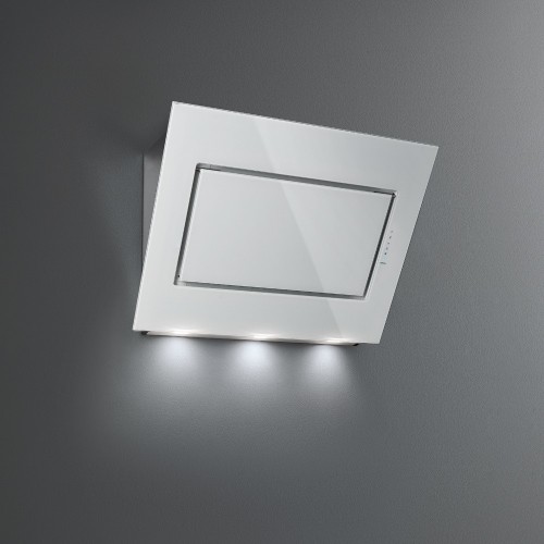 Falmec Quasar wall hood with stainless steel finish and 60 cm white glass