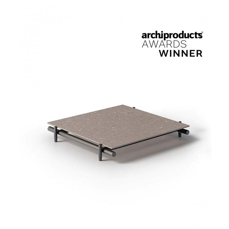 DAVOS NUTABG_NUTADEBG Unopiù DAVOS low table with aluminum frame and 100x100 cm porcelain stoneware top