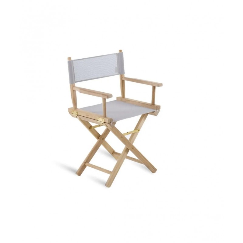 GINGER GINPOST+GITECAN Fauteuil pliant Unopiù GINGER avec structure en teck et revêtement Batyline beige Serge Ferrari