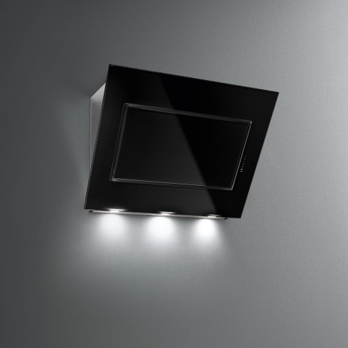 Falmec Hotte murale Quasar 60 cm avec finition en acier inoxydable et verre noir