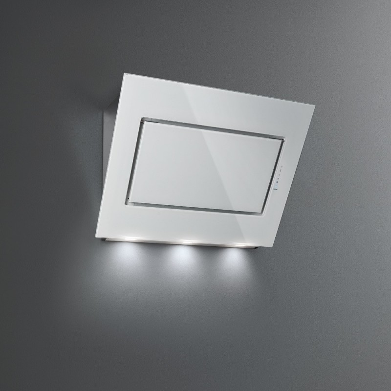  Hotte murale Falmec 90 cm Quasar avec finition en acier inoxydable et verre blanc